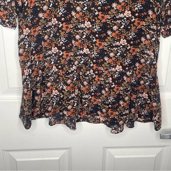 Madewell Silk Studio Ruffle-Hem Top Prairie Blossoms in Woodland Warm Nutmeg XS - Picture 7 of 14